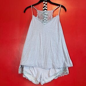 Set of 2 Lace Trim Pajama Sets in Light Blue